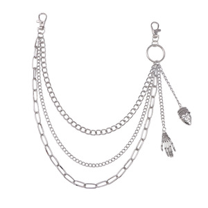 Cadena de cintura multicapa con colgante de esqueleto de aleación de zinc, unisex, estilo hip hop, cadena corporal de moda para uso diario, color blanco K - Product Image 5