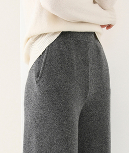 <span class=keywords><strong>Pantalones</strong></span> de Lana 100% para Mujer, Gruesos, <span class=keywords><strong>con</strong></span> <span class=keywords><strong>Bolsillos</strong></span> Dobles, Pierna Ancha, Cintura Elástica, Hechos a Medida, Color Sólido, Tejidos - Product Image 3