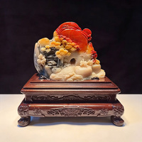 Sculpture Fleur-Oiseau en Pierre Naturelle de Shoushan, Sculptée à la Main, Creuse, Objets de Collection, Décoration d'Intérieur et Cadeau d'Affaires