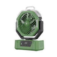 Ventilateur de camping portable, ventilateur de table rechargeable avec batterie externe, lumière et pulvérisation d'eau pour la maison et l'extérieur