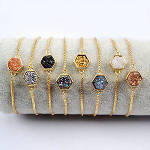 ZG0220 Designer charmes main et réglable à la <span class=keywords><strong>cheville</strong></span> 14K plaqué or amitié <span class=keywords><strong>personnalisé</strong></span> femmes cristal druzy chaîne bracelets - Product Image 1