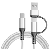 Cable de Carga Rápida USB C 2 en 1 con Trenzado de Nailon, 3A 60W, Conductor de Cobre Puro, 12 Meses de Garantía, para Teléfonos Móviles iPhone 15/16