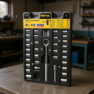 Pretul JUDA-40PB Juego de Herramientas Mecánicas Profesionales de 39 Piezas con Mando de 1/4 Pulgada, Llaves de Carraca de Acero Inoxidable, Vasos de 6 Puntas - Product Image 3