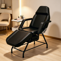 Fauteuil de beauté pliable et réglable, noir, en PVC imperméable, table portable pour extensions de cils, pédicure, tatouage, massage facial