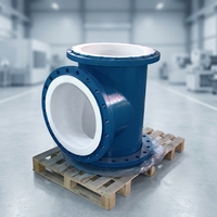 Raccord de tuyauterie en acier réducteur en T, doublé de PTFE à intérieur lisse, résistant à la corrosion et aux hautes températures, norme ASTM, connexion à bride