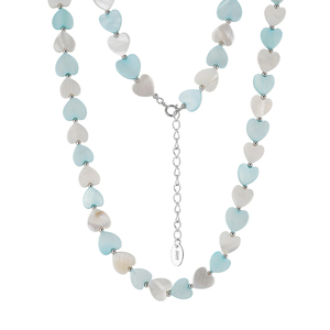 Collar Rinntin PSN11 con Cuentas de Perlas en Forma de Corazón Azul y Blanco, Collar Gargantilla con Dije de Plata de Ley 925 - Product Image 1