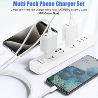 Caricabatterie per Accessori Telefoni Cellulari PD30W QC3.0 2-in-1 Caricatore da Muro Ricarica Rapida USB Tipo-C Adattatore da Viaggio con Spina EU/UK/AU/US