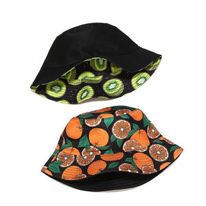 Protector solar sol hombres mujeres doble cara plegable Bob gorra Panamá gorras limón manzana piña pescador sombreros fruta estampado cubo sombrero - Product Image 5