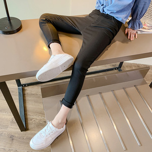 Pantalones Largos para Niños, Color Negro Sólido, Casuales, de Algodón, Ajustados, para Niñas - Product Image 2