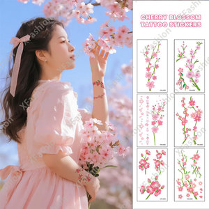 Autocollants de <span class=keywords><strong>tatouage</strong></span> corporel temporaires en papier, motif <span class=keywords><strong>fleur</strong></span> de cerisier rose, <span class=keywords><strong>petit</strong></span> design frais, tendance, pour application sur le visage, vente en gros - Product Image 6