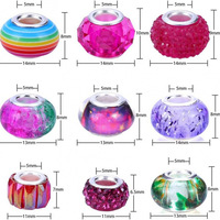 Perles acryliques de style panier à grand trou 9x14mm, couleurs assorties, pour bracelets DIY, perles en vrac, accessoires de bijoux