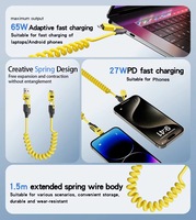 Cable USB Retráctil 4 en 1 al por Mayor, Cable de Datos Multipuerto de Carga Rápida de 65 W para Teléfono Móvil, Logotipo Personalizado Disponible