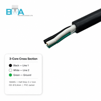 Faisceau de câbles 3 conducteurs 18AWG, 7,772 m/25,50 pi, PVC noir, demi-bande, extrémité à découper de 5 mm pour connexion industrielle d'alimentation et de contrôle
