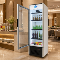 Réfrigérateur commercial à porte vitrée simple pour boissons, 215L, R290, refroidissement par ventilateur, 1,5 kWh/jour, économie d'énergie, pour supermarchés et magasins de proximité