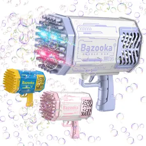 Huiye 69 구멍 Bazooka 거품 총 기관총 장난감 송풍기 발사기 로켓 거품 Bazooka Led 거품 솔루션