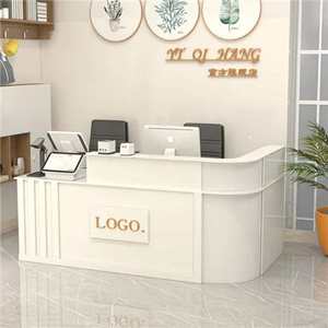 Bureau de réception moderne en forme de L, convertible, durable, écologique, en panneaux de bois, pour usage commercial, supermarchés, salons de coiffure - Product Image 5