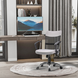 Vinsetto Grey Fabric Office <b>Chair</b>, Ergonomic <b>Swivel</b> <b>Desk</b> <b>Chair</b>, 60 x 66 x 91-101cm - Product Image 2