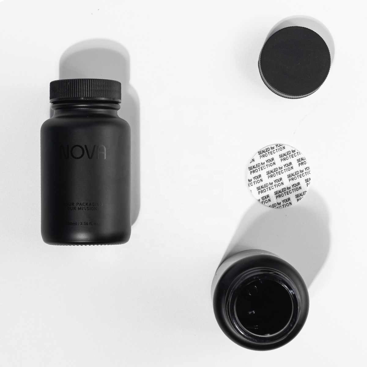 black matte supplement jars