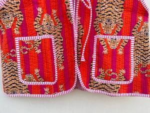 Chaleco Acolchado de Algodón con Estampado de Tigre Hecho a Mano, Chaleco Indio sin Mangas, Chaqueta Acolchada Reversible, Chaleco de Invierno Ecológico - Product Image 5