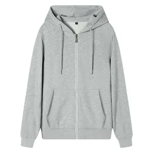 Groothandel Fitness Hoodies Lange Mouwen Street Heren Hoodie Zacht Geborsteld Fleece Sweatshirts Met Capuchon Grijs Hoodie Met Rits