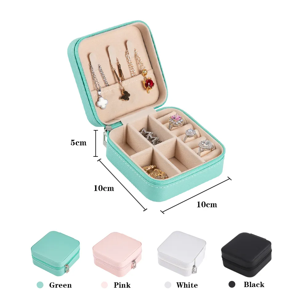 Joyero de cuero PU personalizado, caja organizadora de joyería negra, Joyero portátil de viaje, anillo de joyería pequeño, pendiente, funda de regalo de boda