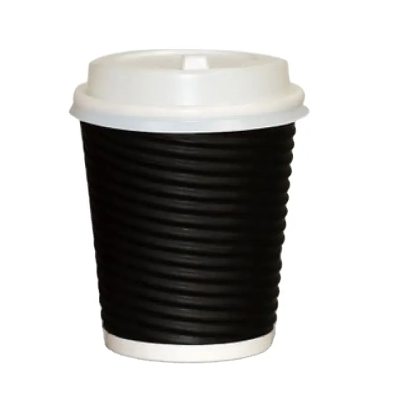OEM-tazas de café desechables de papel, color rojo y negro, té Biodegradable