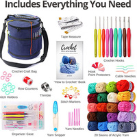 Vente chaude 68 pièces Crochet Set TPR Poignée Souple En Aluminium Crochet Crochet Sac De Rangement DIY Aiguille Crochet Outil Kit pour Débutants