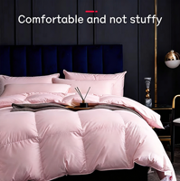 Couette d'été de luxe Xueruisha en duvet de canard blanc, taille Queen, matelassée, 500g de duvet de canard, tissu en coton rose doux et rafraîchissant