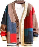 Pull cardigan pour homme personnalisable IMB053, ample, grande taille, automne-hiver, col en V, patchwork, décoration boutonnée, tricot de niche OEM