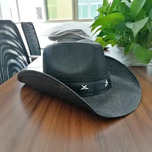 Chapeau de Cowboy en paille de papier pour hommes, à bord rigide et façonnable, large, Texas, Cowboy occidental, chapeau de paille pour hommes, offre spéciale