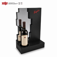 Support de bouteille LED TERMEIN en acrylique noir mat, présentoir à vin et spiritueux avec dos miroir