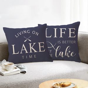 Juego de 4 Fundas de Almohada Modernas con Diseño de <span class=keywords><strong>Lago</strong></span>, 18x18 Pulgadas, Funda de Almohada Azul con Diseño de <span class=keywords><strong>Lago</strong></span>, Decoración Moderna para Porche, Dormitorio o Sofá - Product Image 3