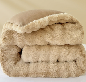 Couette en polaire de nombreuses couleurs - Super douce <span class=keywords><strong>et</strong></span> chaude, couette moelleuse de couleur crème, couverture de lit moelleuse <span class=keywords><strong>et</strong></span> lourde pour l'hiver - Product Image 2