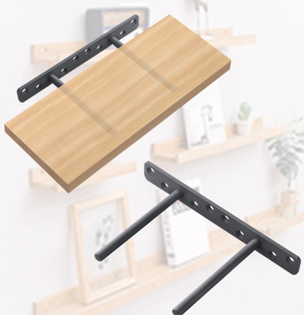 Wall Mounting Floating Shelf Brackets Metal Furniture Hidden Shelves Hardware T Shaped Slatwall Floating Mounting Shelf Brackets