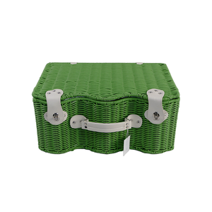 Giỏ quà nhựa xanh cổ điển sang trọng, độc đáo, hình chữ nhật, có nắp và quai xách, dùng đựng thực phẩm số lượng lớn, quà Giáng sinh - Product Image 2