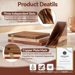 Juego de tablas de cortar de madera con forma de libro, con soporte, antimoho, fácil de limpiar, para uso en la cocina - Product Image 4