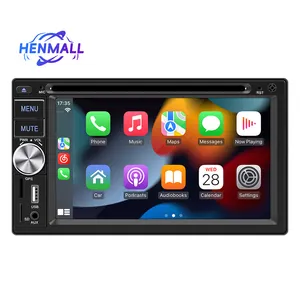 Henmall 6.2英寸2 din汽车播放器，带有线carplay安卓汽车镜像链接双din dvd汽车DVD/光盘/VCD播放器