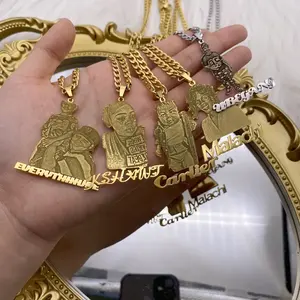 Benutzer definierte DIY 18 Karat vergoldete Edelstahl Halskette Anpassen Charakter Bild Name Halskette Edelstahl Halskette Design