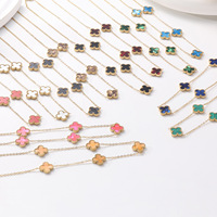 Collier pendentif fleur trèfle à quatre feuilles porte-bonheur pour femme, plaqué or 18 carats, en acier inoxydable, bijou tendance, cadeau