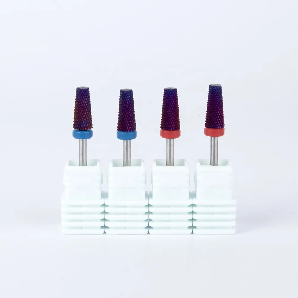 Hot Sale Carbide 5 In 1 Tapered Drills Milling Cutter Profession Manicure Fast Remove Gel Purple Nail Bit E-file Nail Drill Bit