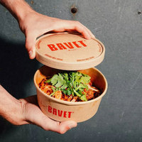 Op maat bedrukte ronde voedselverpakkingen, wegwerp kommen van kraftpapier met lekvrije deksels voor salade, lunch, rijst en noedels