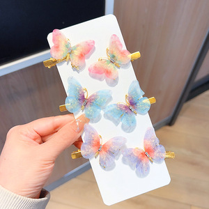 إكسسوارات شعر للفتيات والأطفال من BELLEWORLD بالجملة مشابك شعر من قطعتين فراشة شيفون ملونة معدنية طقم دبابيس شعر - Product Image 4