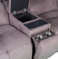 Canapé inclinable électrique 2 places en tissu microfibre, avec console centrale, chargeur sans fil et porte-gobelets