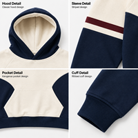 Sweat à capuche unisexe Y2K avec passepoil et blocs de couleur, 100 % coton French Terry, coupe oversize, style streetwear, vente en gros, usine OEM