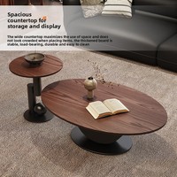 Ensemble de table basse au design rétro mi-siècle de couleur noyer pour la maison salon petit appartement table basse en bois massif