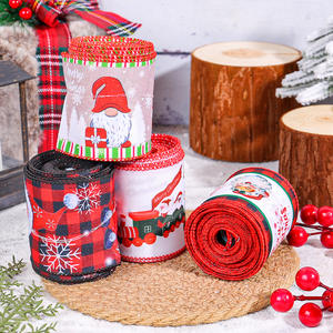 크리스마스 리본 diy 리본 크리스마스 트리 장식 컬러 스트립 산타 클로스 컬러 활 리본 - Product Image 1