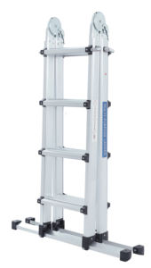 Échelle pliante à marches antidérapantes, échelle télescopique multifonction en aluminium, poids maximal 150 kg avec barre d'équilibre extensible, 4x5 marches - Product Image 2