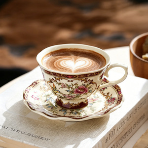 European Retro <b>Floral</b> Bird Coffee Cup Saucer British Court Style Ceramic Afternoon Tea Cup - Product Image 4