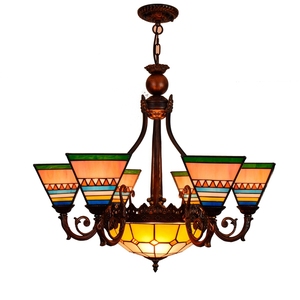 Lustre à plusieurs têtes de style Tiffany Pendentif en <span class=keywords><strong>vitrail</strong></span> vintage Plafonnier en cristal moderne Éclairage élégant <span class=keywords><strong>pour</strong></span> la salle - Product Image 2