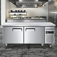 Table de préparation de sandwichs réfrigérée à double porte, sans givre, 8 bacs réglables, puissance R410A, 220V, refroidissement par ventilateur, acier inoxydable 304